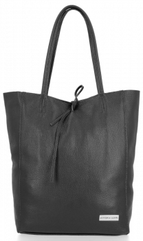Uniwersalna Torebka Skórzana Firmowy Shopper Vittoria Gotti w rozmiarze XL Czarna