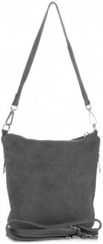 Uniwersalne Torebki Listonoszki Skórzane firmy Genuine Leather Szara
