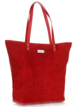 Uniwersalne Torebki Skórzane Vittoria Gotti Shopper Czerwona