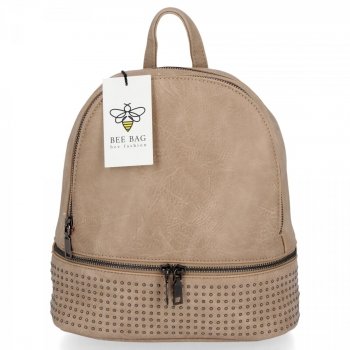 BEE BAG Modny Plecaczek Damski Dolly Ciemno Beżowy
