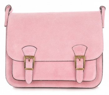 Torebki Listonoszki Skórzane Genuine Leather Różowa
