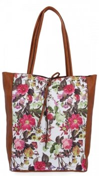 Torebka Damska XL Shopper Bag w Kwiaty firmy Hernan HB0253K Ruda
