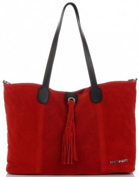 Torebka Skórzana marki Vittoria Gotti Modny Shopper Made in Italy Czerwona