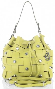 GEANȚĂ DIN PIELE shopper bag Vittoria Gotti verde de limetă V5867
