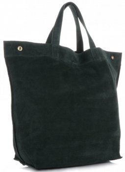 GEANȚĂ DIN PIELE shopper bag Vera Pelle verde de sticlă A19