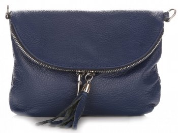 GEANȚĂ DIN PIELE tip poștaș Vera Pelle bleumarin E9