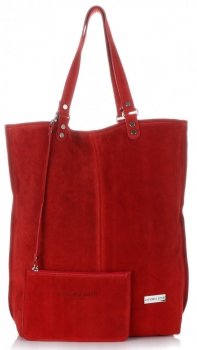 GEANȚĂ DIN PIELE shopper bag Vittoria Gotti roșu V22