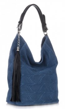 GEANȚĂ DIN PIELE shopper bag Genuine Leather albastru G100