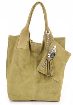 GEANȚĂ DIN PIELE shopper bag Genuine Leather albastru 801