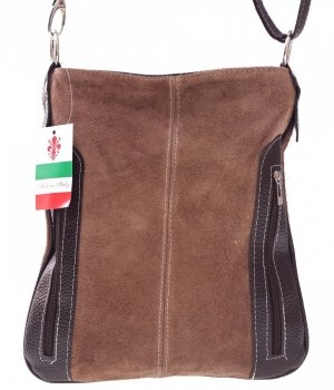GEANȚĂ DIN PIELE tip poștaș Genuine Leather maro pământiu 444