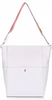 GEANȚĂ DIN PIELE shopper bag Genuine Leather alb K26
