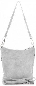 GEANȚĂ DIN PIELE tip poștaș Genuine Leather gri deschis 85A