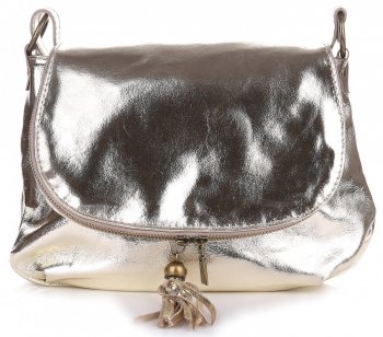 GEANȚĂ DIN PIELE tip poștaș Genuine Leather auriu A3