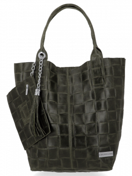 GEANȚĂ DIN PIELE shopper bag Vittoria Gotti verde B22