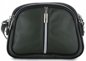 GEANȚĂ DIN PIELE tip poștaș Genuine Leather verde de sticlă 333