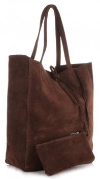 GEANȚĂ DIN PIELE shopper bag Vera Pelle ciocolatiu 601