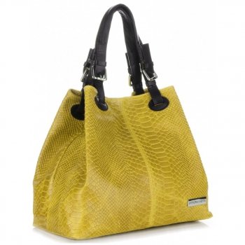 GEANȚĂ DIN PIELE shopper bag Vittoria Gotti galben V2L