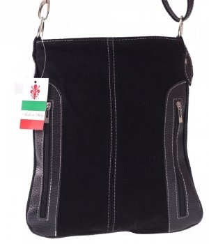 GEANȚĂ DIN PIELE tip poștaș Genuine Leather negru 444