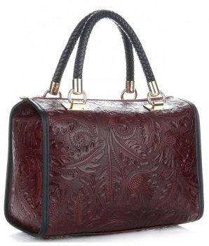 GEANȚĂ DIN PIELE cufăr Genuine Leather vișiniu 214E