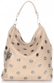 GEANȚĂ DIN PIELE shopper bag Vittoria Gotti bej V3077