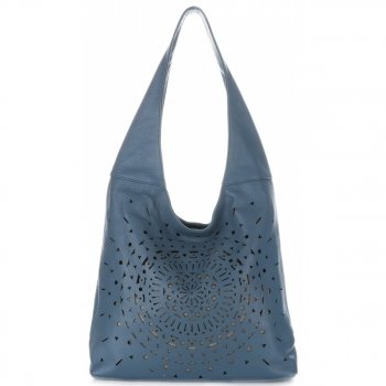 GEANȚĂ DIN PIELE shopper bag Vittoria Gotti denim V31