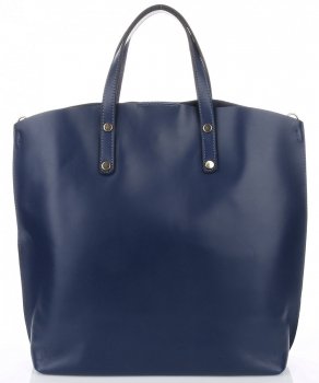 GEANȚĂ DIN PIELE shopper bag Genuine Leather bleumarin 6047
