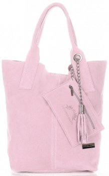 GEANȚĂ DIN PIELE shopper bag Vittoria Gotti roz de pudră V5190