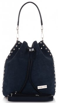 GEANȚĂ DIN PIELE shopper bag Vittoria Gotti bleumarin V3020