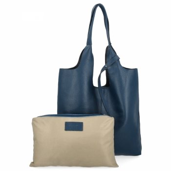 GENȚĂ DIN PIELE shopper bag Vittoria Gotti bleumarin 165