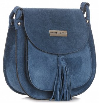 GEANȚĂ DIN PIELE tip poștaș Vittoria Gotti denim V1355