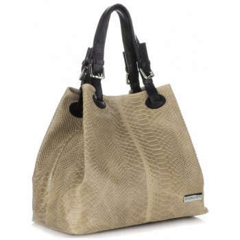 GEANȚĂ DIN PIELE shopper bag Vittoria Gotti bej închis V2L