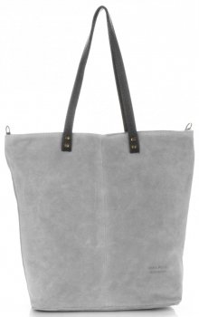 GEANȚĂ DIN PIELE shopper bag Vera Pelle gri deschis 80041