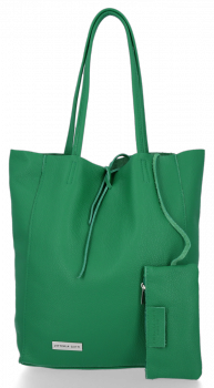 GEANȚĂ DIN PIELE shopper bag Vittoria Gotti verde de zmeu V775