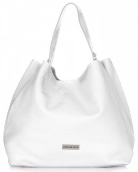 GEANȚĂ DIN PIELE shopper bag Vittoria Gotti alb V230