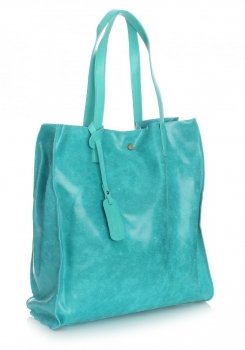 GEANȚĂ DIN PIELE shopper bag Vera Pelle turcoaz 205454