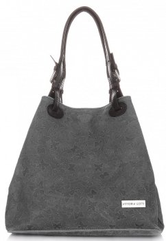 GEANȚĂ DIN PIELE shopper bag Vittoria Gotti grafit V2050