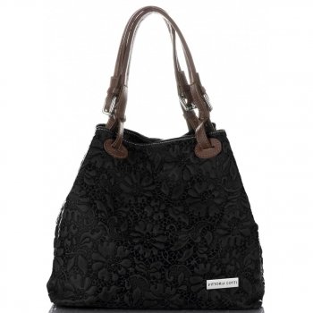 GEANȚĂ DIN PIELE shopper bag Vittoria Gotti negru V80049