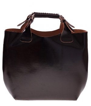 GEANȚĂ DIN PIELE shopper bag Vera Pelle ciocolatiu 854