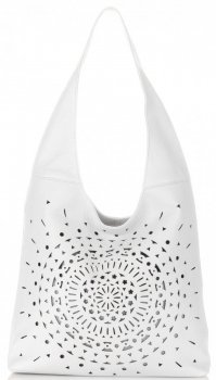 GEANȚĂ DIN PIELE shopper bag Vittoria Gotti alb V31