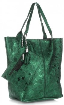 GEANȚĂ DIN PIELE shopper bag Genuine Leather verde 555
