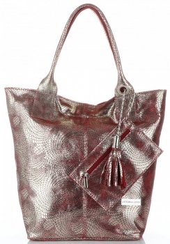 Kožené kabelka shopper bag Vittoria Gotti stričborná V6141