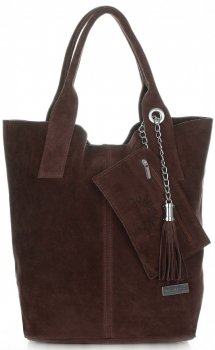 Kožené kabelka shopper bag Vittoria Gotti čokoládová V5190