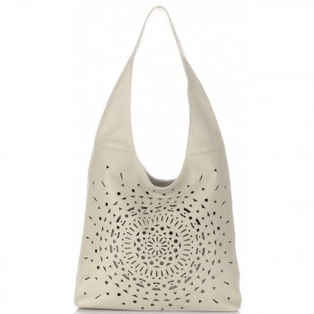 Kožené kabelka shopper bag Vittoria Gotti béžová V31