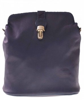 Kožené kabelka listonoška Genuine Leather tmavo modrá 217