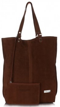 Kožené kabelka shopper bag Vittoria Gotti hnedá V22