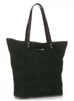 Kožené kabelka shopper bag Vittoria Gotti fľašková zelená V915