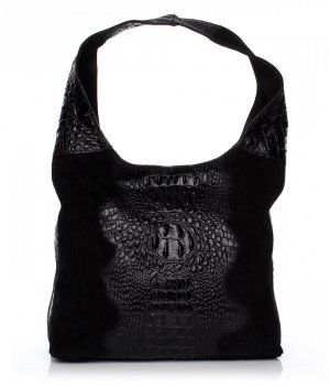 Kožené kabelka shopper bag Vera Pelle čierna A1