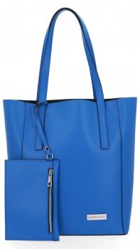 Kožené kabelka shopper bag Vittoria Gotti modrá V3121