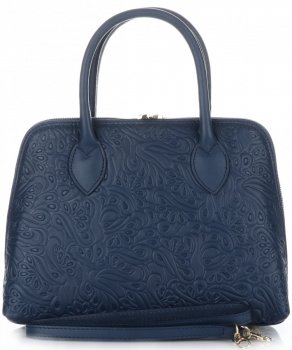 Kožené kabelka kufrík Genuine Leather tmavo modrá 80032