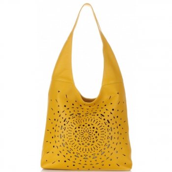 Kožené kabelka shopper bag Vittoria Gotti žltá V31